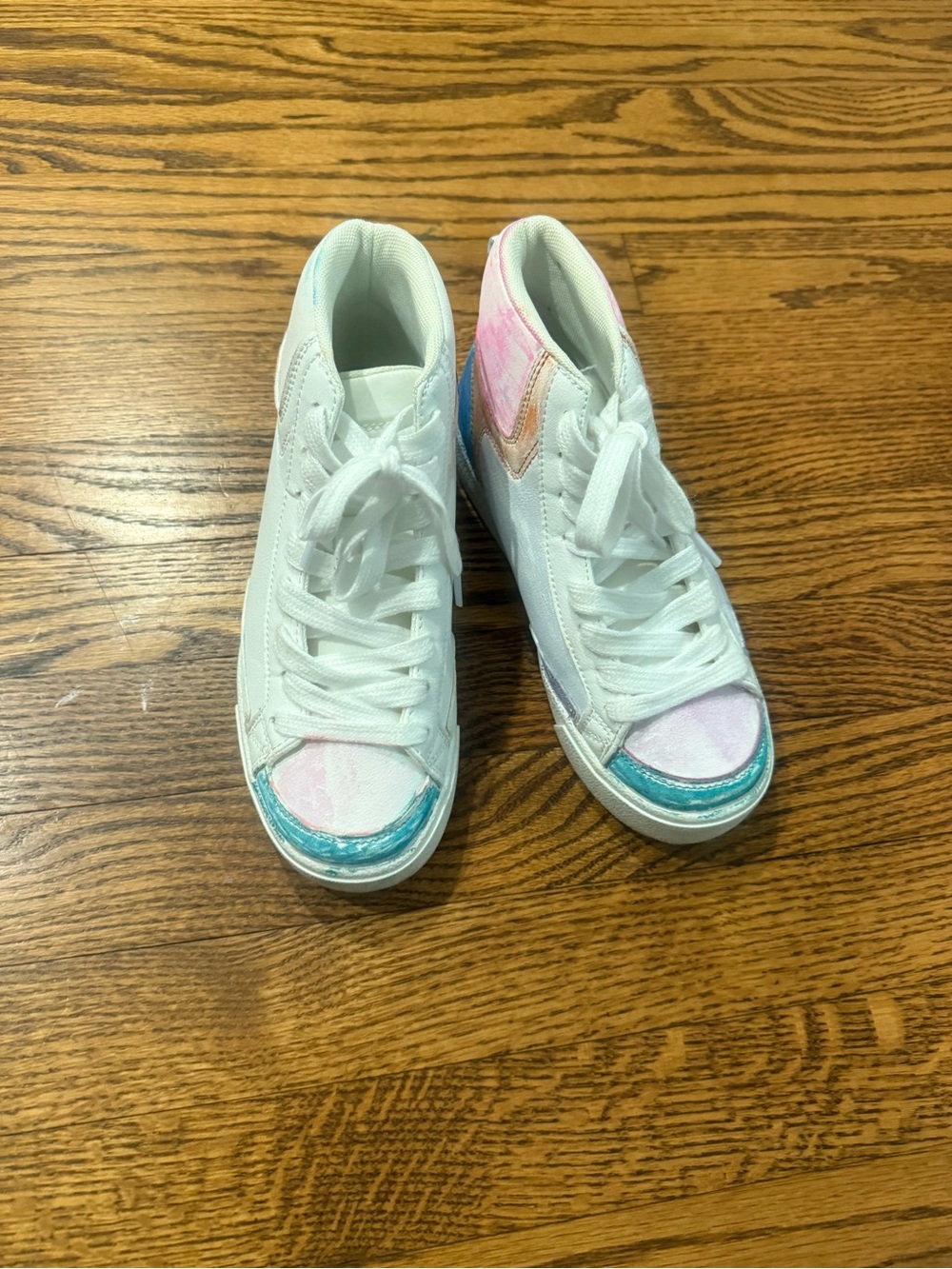 wonder nation White Sneakers with Pink and Teal Accents